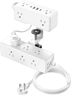 Dual Layer Desk Clamp Power Strip, 19 in 1 Desktop Edge Mount Surge Protector by VILONG