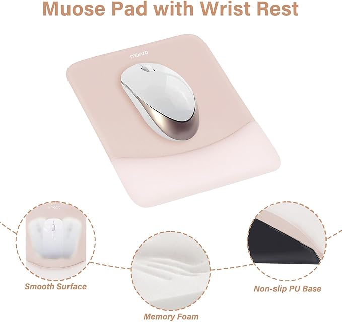 MOSISO Wrist Rest Support for Mouse Pad&Keyboard Set, Rectangular Ergonomic - Image 3