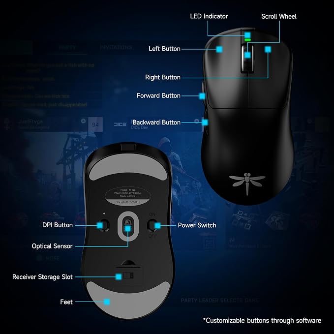 VGN F1 Pro Max Wireless Gaming Mouse - 55g Ultralight - 26000 Adjustable DPI - - Image 8