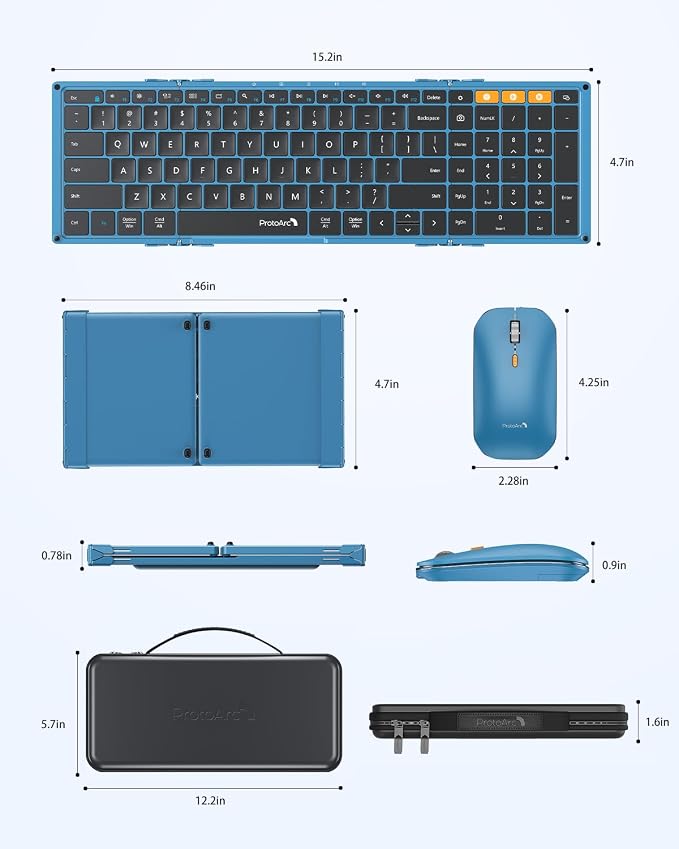 ProtoArc Foldable Keyboard and Mouse, XKM01 True Full-Size Folding Wireless - Image 9