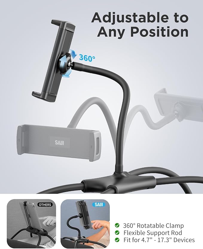 SAIJI iPad Stand, Adjustable Ergonomic Tablet Holder - Image 2