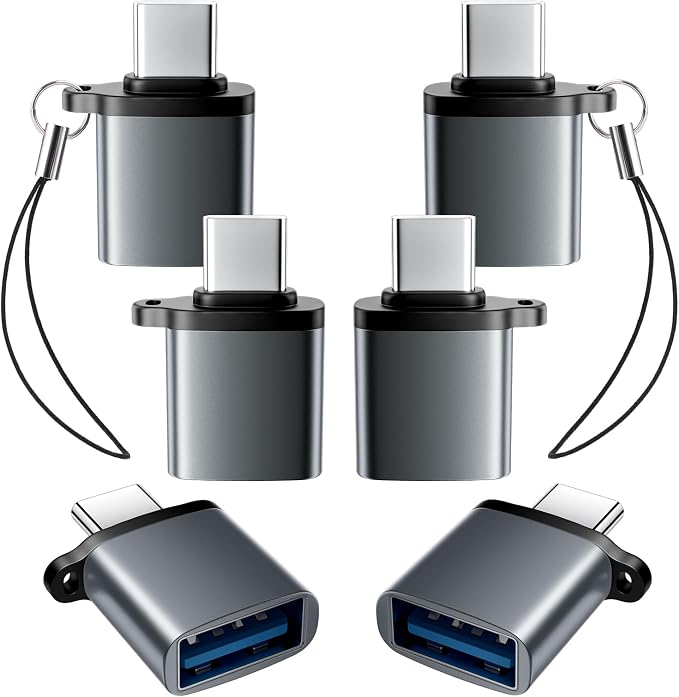 USBC to USB Adapter 6 Pack, USB C to A Adapter, USBC Male to USBA Female by AiNEERich