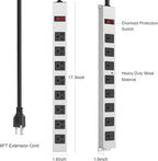 JUNNUJ Metal 8 Outlet Power Strip, Mountable Heavy Duty Power Strip, 1200J - Image 6