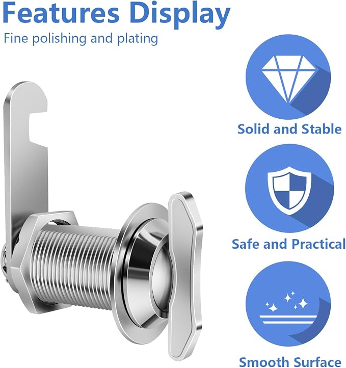 Thumb Operated Offset Cam Lock, 1-1/8” Cylinder Fits on 7/8” Max Door Thickness - Image 3