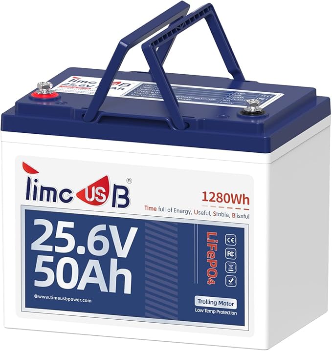 24V 50Ah LiFePO4 Lithium Battery Enhanced Version, Max Continuous Discharge 1.2C by Timeusb