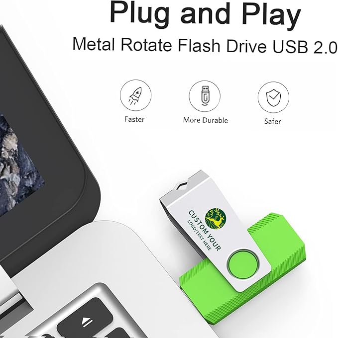 Customizable Flash Drives 128GB, Wooolken Personalized USB 2.0 Drive - Image 2