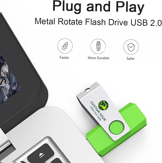 Customizable Flash Drives 128MB, Wooolken Personalized USB 2.0 Drive - Image 2