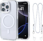 for iPhone 14 Pro Case with 62.99 inch Lanyard, Classic Clear&White Magnetic by QATYYY
