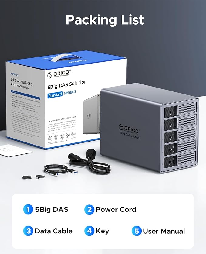 ORICO 5 Bay DAS Hard Drive Enclosure USB 3.0 - Image 8