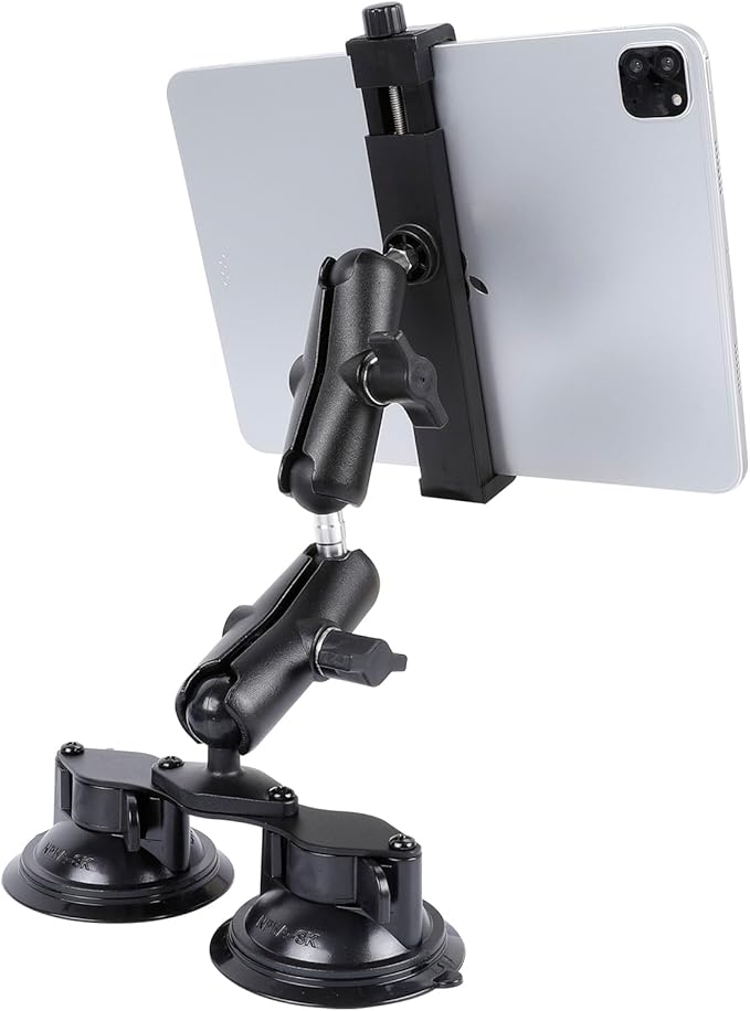 Dual Suction Cup Tablet Mount for Truck/Car, 13.4 Inch Aluminum Arm, 360° by Unknown