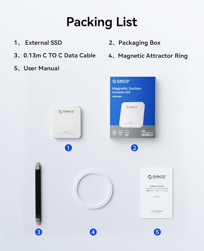 ORICO 512GB Magnetic External SSD, Aluminum Alloy, 4K 120Hz ProRes HDR Record - Image 8