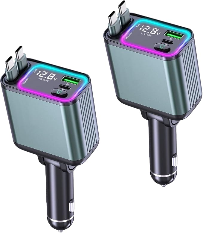 4 in 1 Retractable Car Charger by Zreal