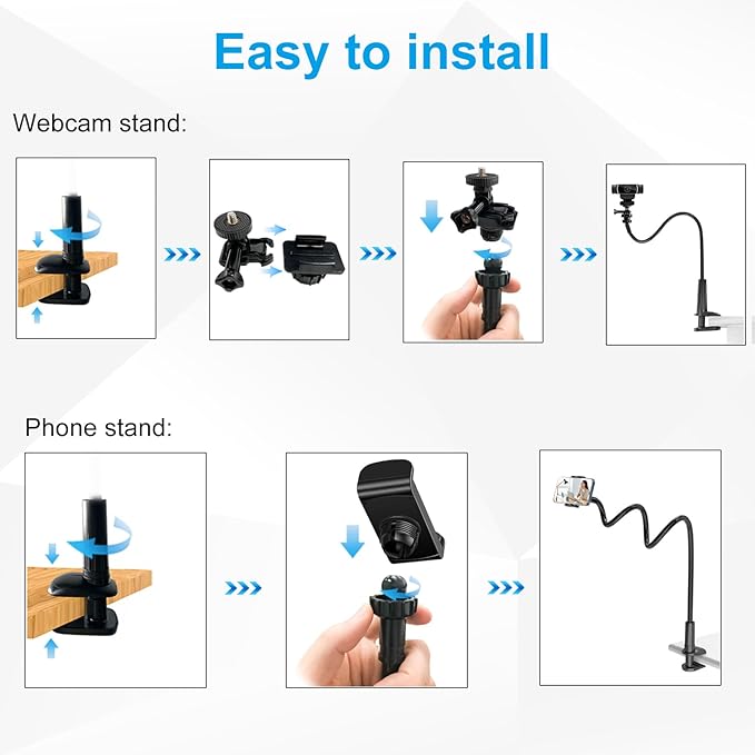 Webcam Stand for Desk, Flexible Gooseneck Webcam Mount Holder Arm - Image 7