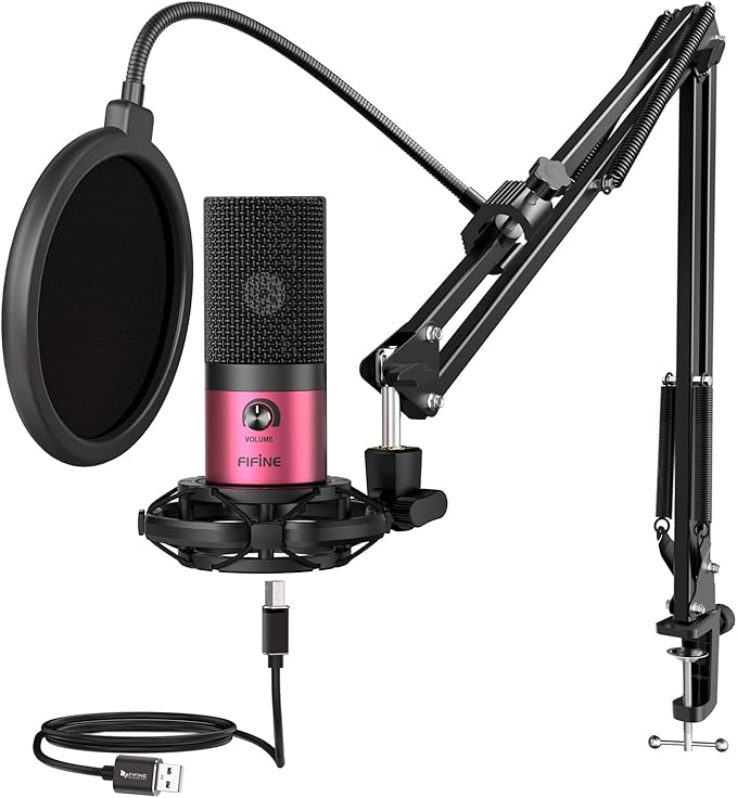 FIFINE Podcast Microphone Kit-USB PC Computer Recording Microphone, Condenser by FIFINE