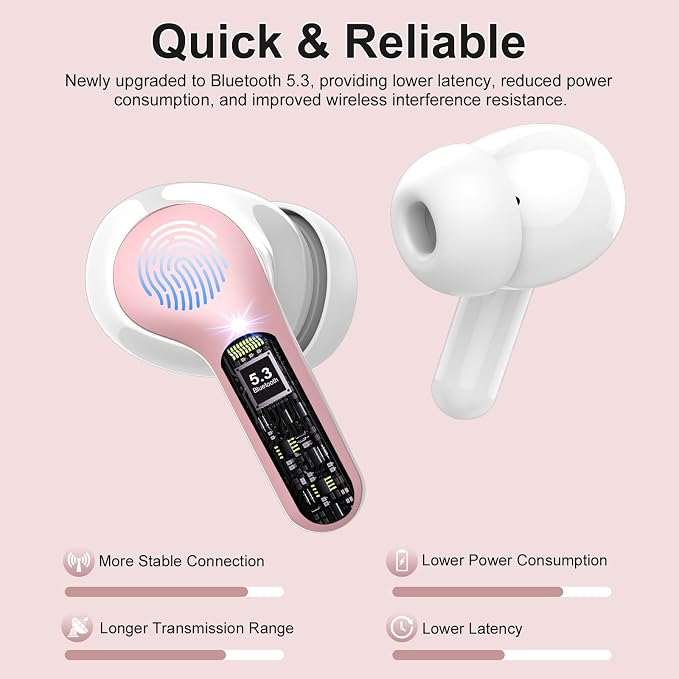 Wireless Earbuds, IP7 Waterproof in Ear Earphones, LED Display Ear buds - Image 2