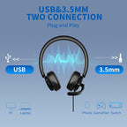 USB Headset with Microphone for PC, Computer Headset with Noise Canceling - Image 4