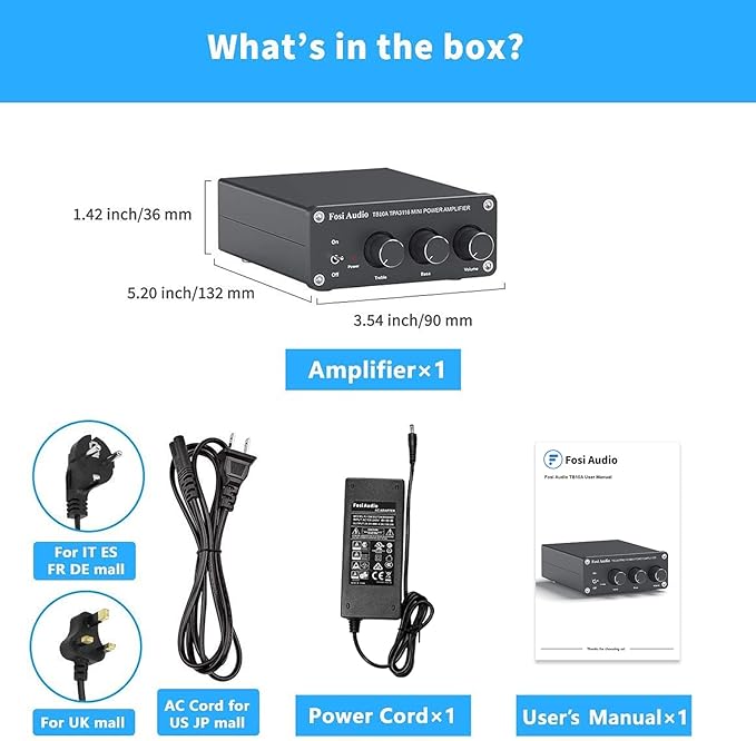 Fosi Audio TB10A 2 Channel Stereo Audio Amplifier Receiver Mini Hi-Fi Class D - Image 6
