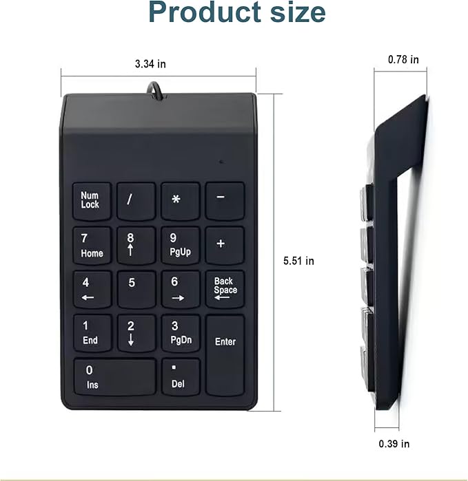 Wired Number Pad, Numeric Keypad, Numpad Keyboard 18Keys USB Keypad Office - Image 3