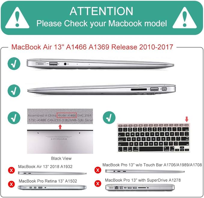 Mektron for MacBook Air 13 Case A1466/A1369, Snap-on Plastic Hard Shell Cover - Image 2