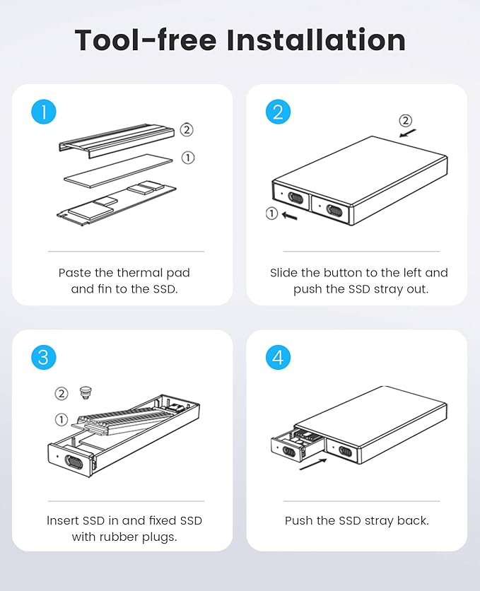 ORICO Dual M.2 NVMe SSD Enclosure, USB C to M2 Adapter - Image 6