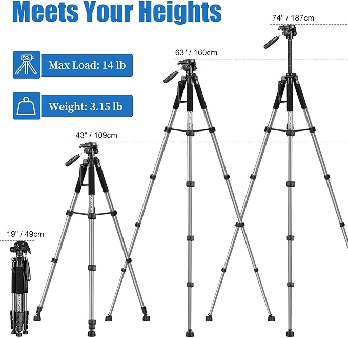 JOILCAN Tripod Camera Tripods, Heavy Duty Tripod Stand, Professional Travel - Image 5