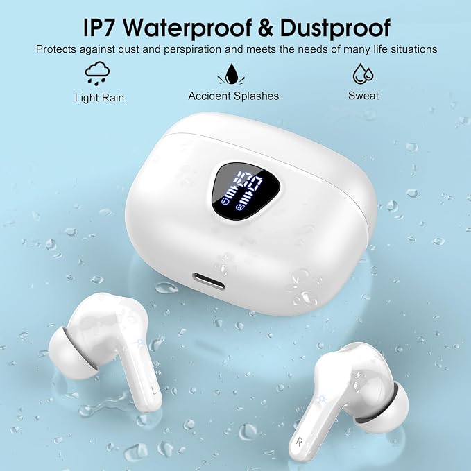 Wireless Earbuds, IP7 Waterproof in Ear Earphones, LED Display Ear buds - Image 6