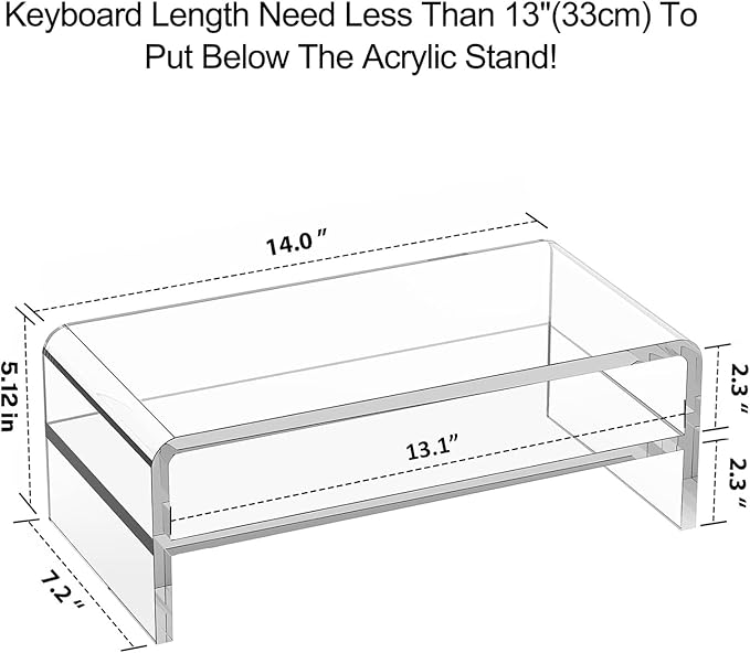 Egchi Acrylic Monitor Stand, 2 Tiers Clear Monitor Riser Computer Stand - Image 2
