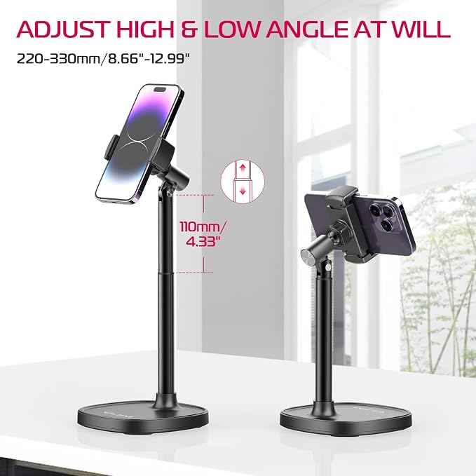 ULANZI Cell Phone Stand Mount for Desk, Vijim HP004 Adjustable Height & Angle - Image 2