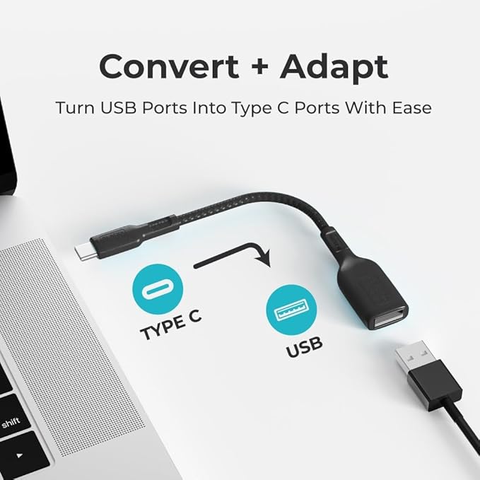 BLACK+DECKER USB C to USB A Adapter, USB C Male to USB Female Adapter Nylon - Image 4