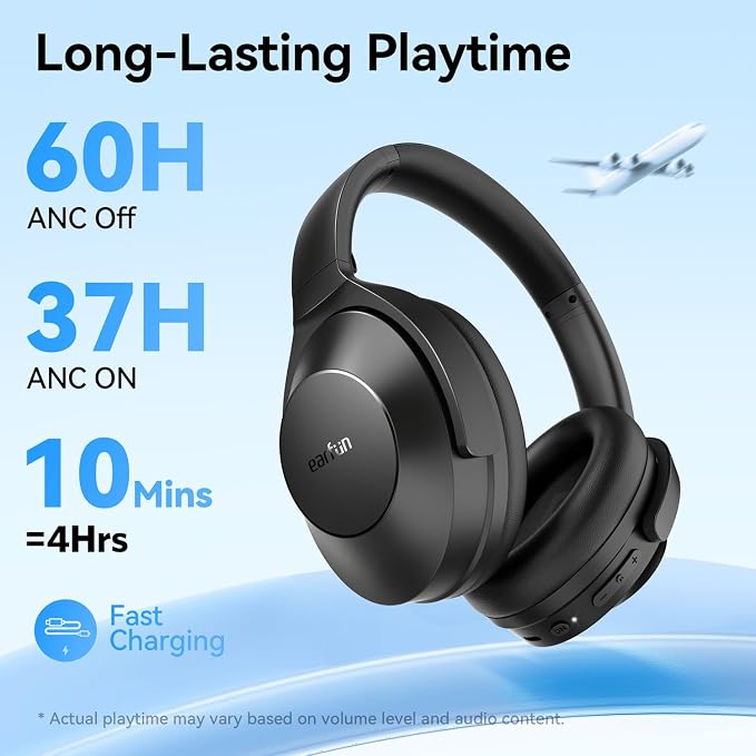 EarFun Wave Life Hybrid Active Noise Cancelling Headphones, Wireless Over Ear - Image 5