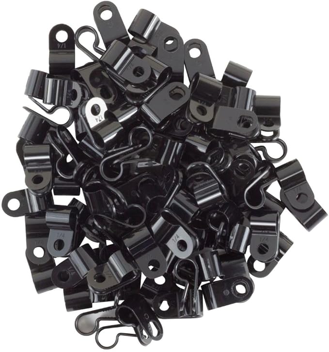 GTSE Black Nylon Plastic Cable Clamps, 1/4" Screw Mounts - Image 3