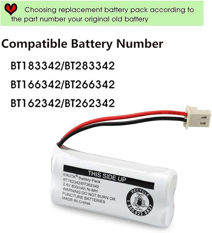 Kruta BT162342 BT262342 Cordless Phone Batteries Compatible - Image 5