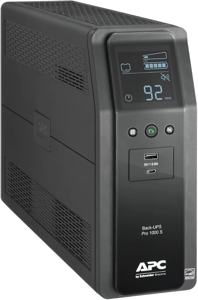 APC UPS Back-UPS Pro 1000VA Sinewave UPS, 600W Battery Backup & Surge Protector by APCbySchneider-Electric