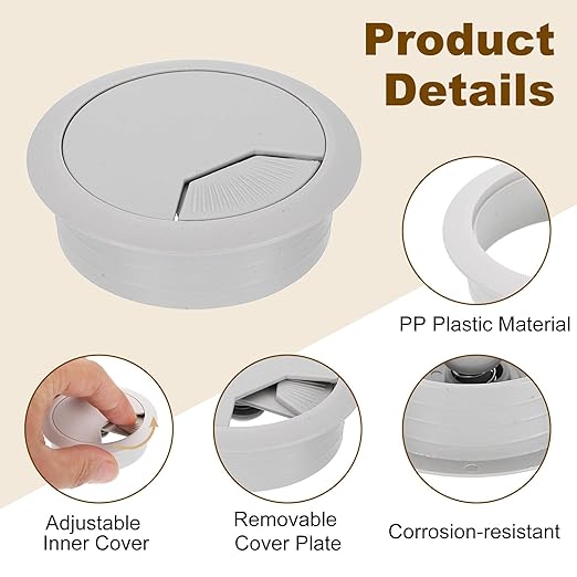 uxcell 8 Pcs 50mm Desk Grommet, Plastic Cable Hole Cover, Wire Cord Cable - Image 3