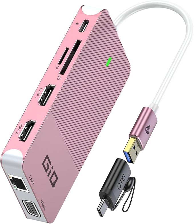 USB Docking Station GIQ USB C hub USB 3.0 to Dual HDMI VGA Adapter Triple by GIQ