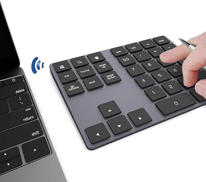 Bluetooth Number Pad, Wireless Numeric Keypad, USB-C Rechargeable External by JOYEKY
