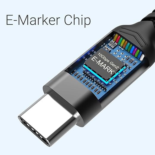 USB C 3.1 Data Cable 10FT 2 Packs, Right Angle 100W Gen 2 Fast Charging 10Gbps - Image 6
