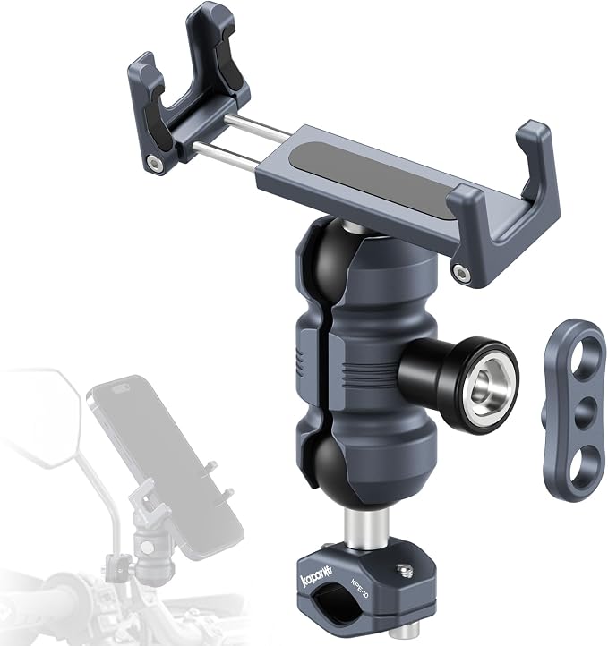 Anti-Theft Motorcycle Phone Mount, Aluminum Dual Socket Arm and U-Bolt Base by Unknown
