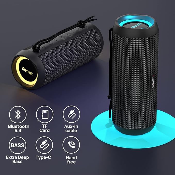 RIENOK Portable Bluetooth Speaker 30W Dual Pairing True Wireless Stereo HD - Image 4