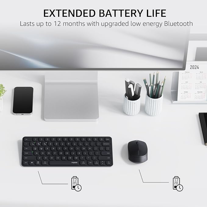 Rapoo 9010M Multi-Device Keyboard and Mouse Combo, 2.4GHz/Bluetooth 5.0/4.0 - Image 8