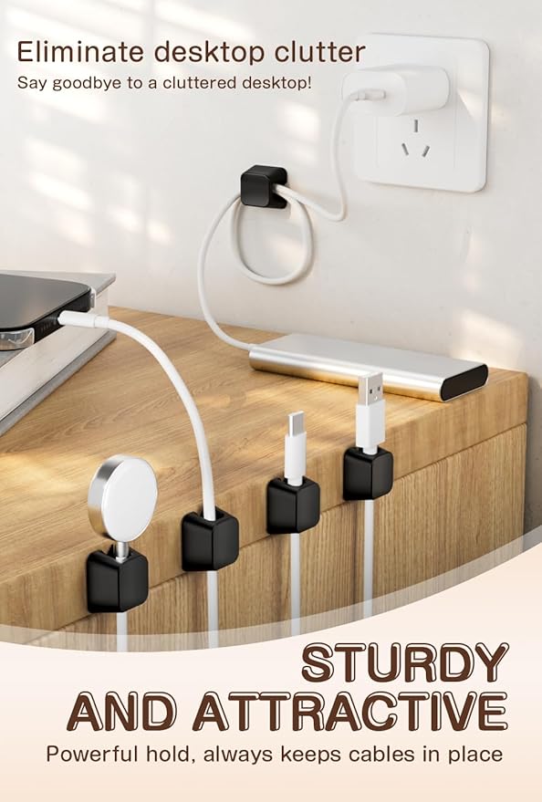 Maveek Magnetic Cord Clips, Cable Holder Magnet Silicone Cord Organizer - Image 7