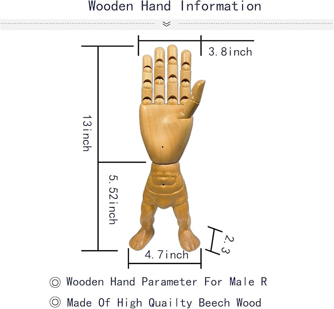 Hand Model, Wood Hand for Nails, Drawing Wooden Hand, Wooden Mannequin - Image 4