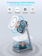 2-in-1 Magsafe Charger Stand, Zinc Alloy Foldable Magnetic Wireless Charger - Image 7