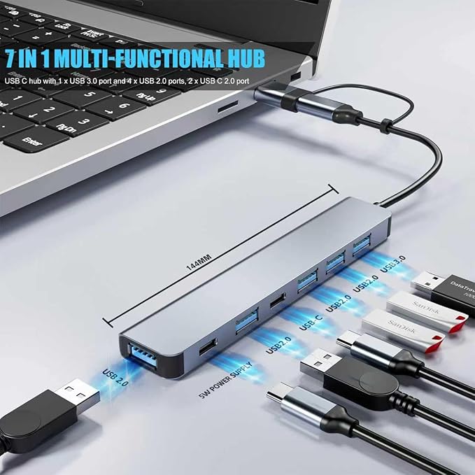 PANPEO Aluminum 7 in 1 USB C & USB Hub - Image 3