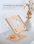 Tablet Stand 360° Rotating Aluminum Holder, Adjustable, Portable and Foldable - Image 3