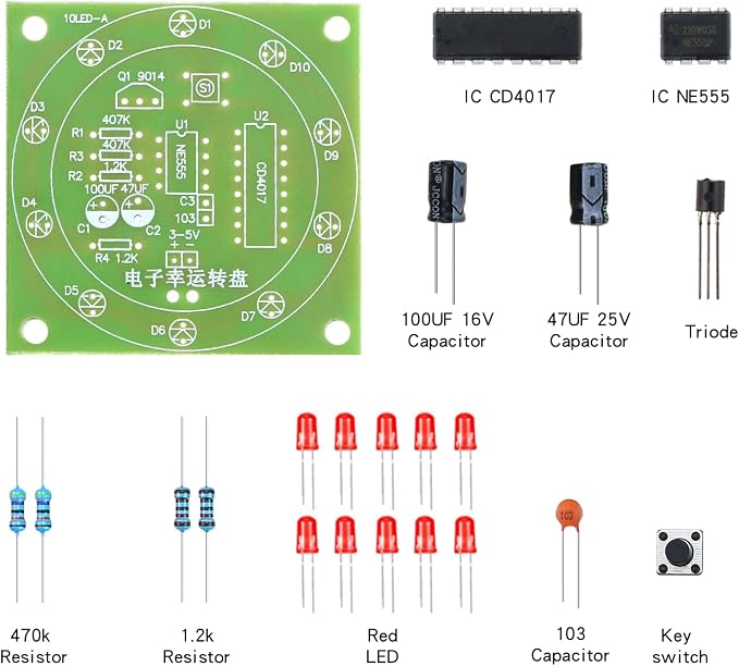 Soldering Practice Kit Electronic Lucky Wheel DIY Soldering Kit - Image 3