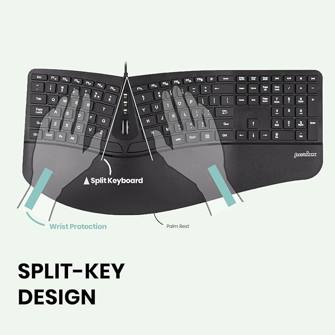 Perixx PERIBOARD-330B, Wired Ergonomic Keyboard - Image 3