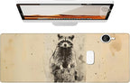 Vintage Raccoon Gaming Mouse Pad, Large Office Desk Mat, Anti-Slip Rubber Base by Unknown