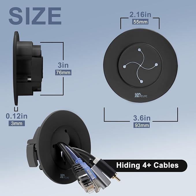 3in TV Cable Hider Wall Kit, YCLYC Large TV Cord Hider - Image 3
