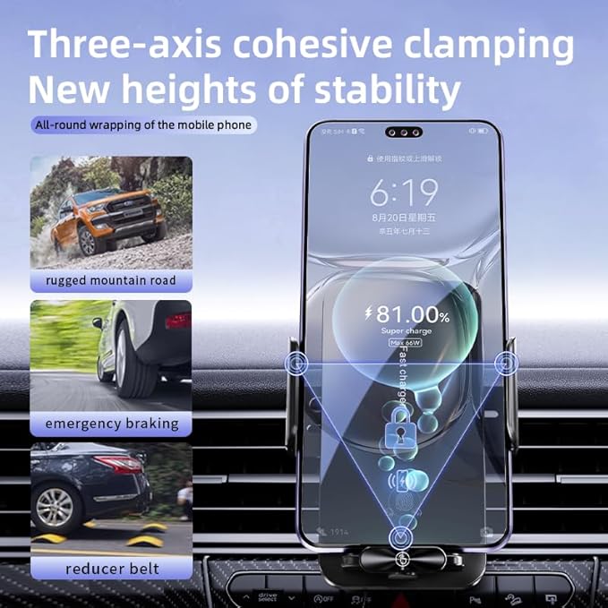 Magnetic Phone Holder Car Wireless Charger, 66W Fast Charging Phone Mount 360 - Image 8